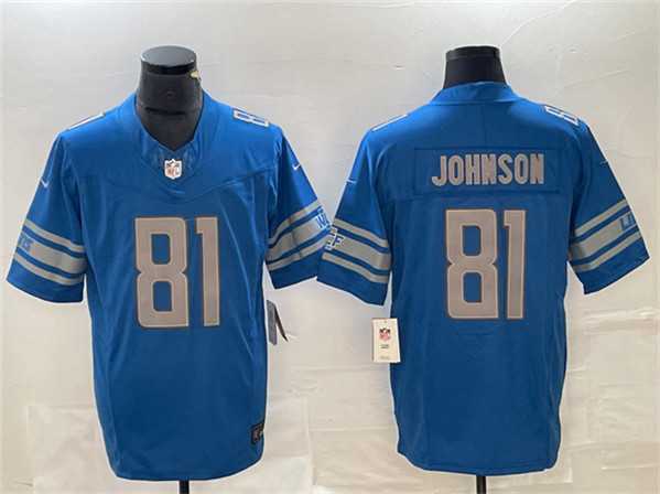 Mens Detroit Lions #81 Calvin Johnson Blue 2023 F.U.S.E. Vapor Untouchable Limited Jersey
